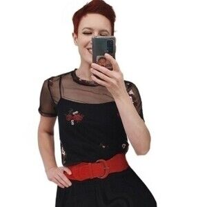 Bongo sheer floral embroidered top S